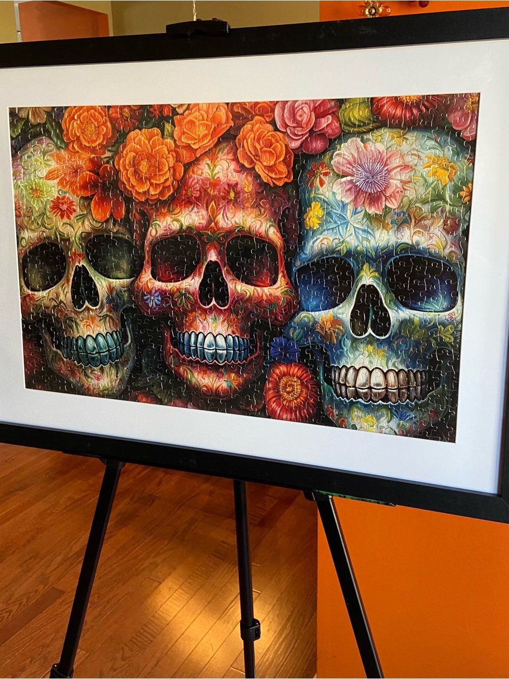 Vibrant Floral Skull Art Print - Colorful Home Wall Art